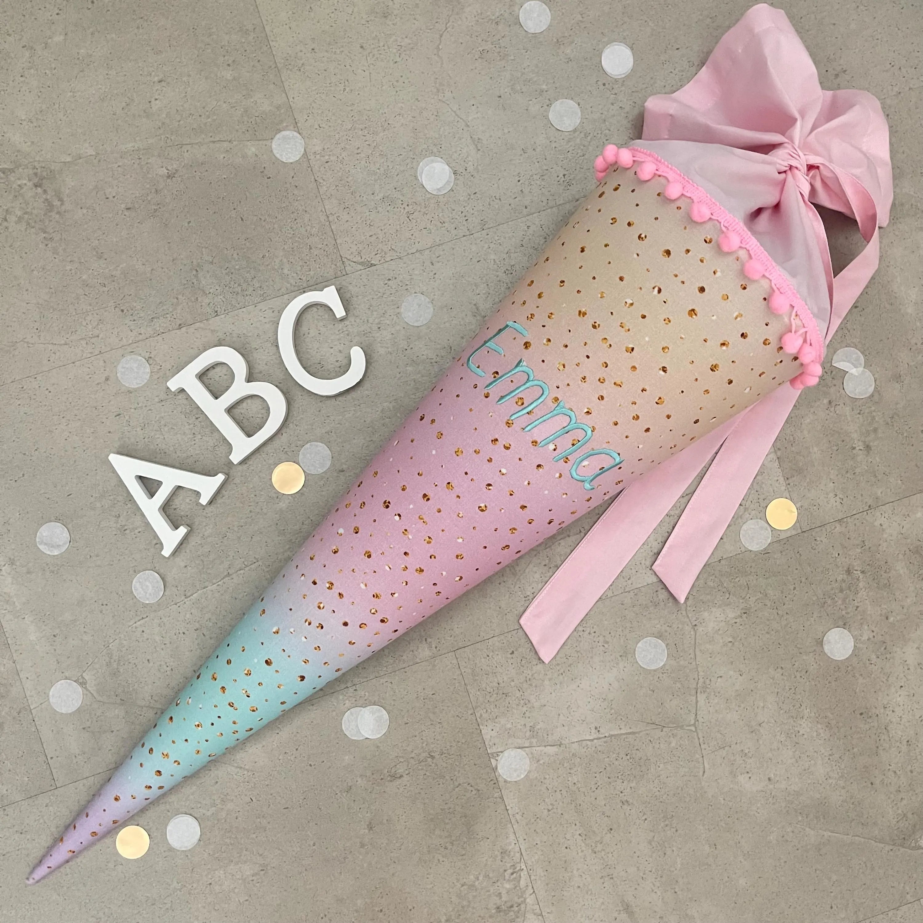 Schultüte Zuckertüte Einschulung Groß 70cm Handmade / Regenbogen