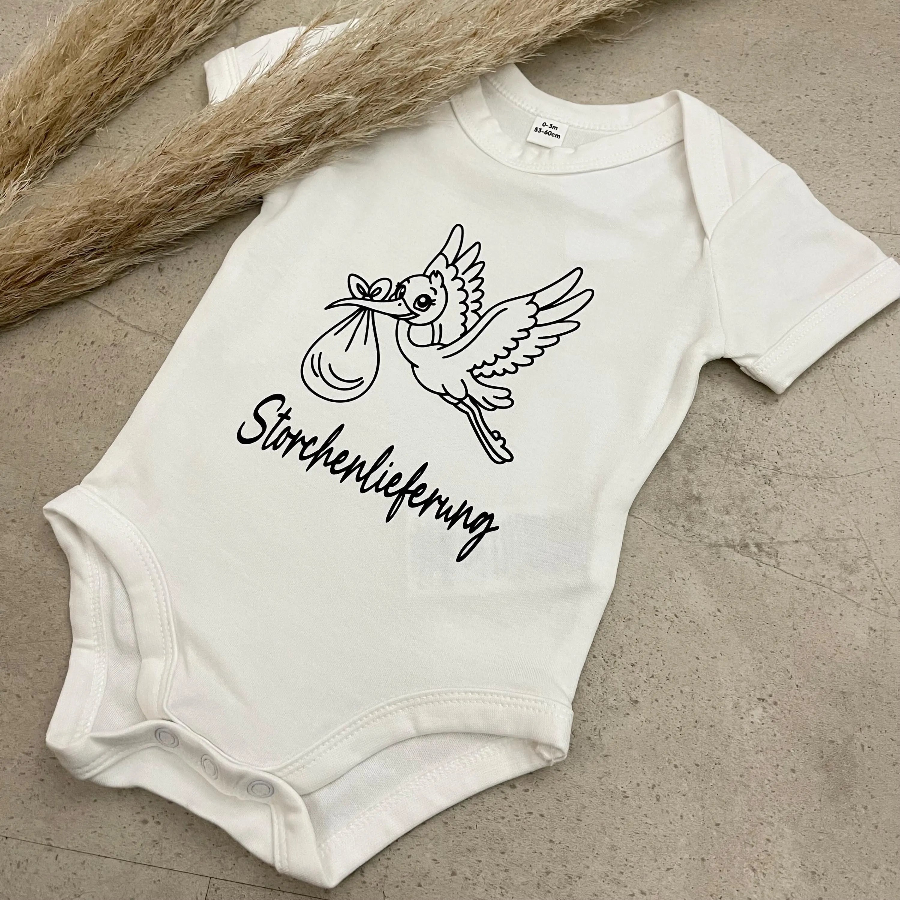 Babybody kurzarm - Storchenlieferung | Schwangerschaft | Baby | Geburt | Babygeschenk | Geburtsgeschenk | Newborn