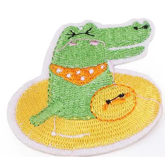 Aufnäher/Aufbügler/Patch - Krokodil mit Schwimmreifen