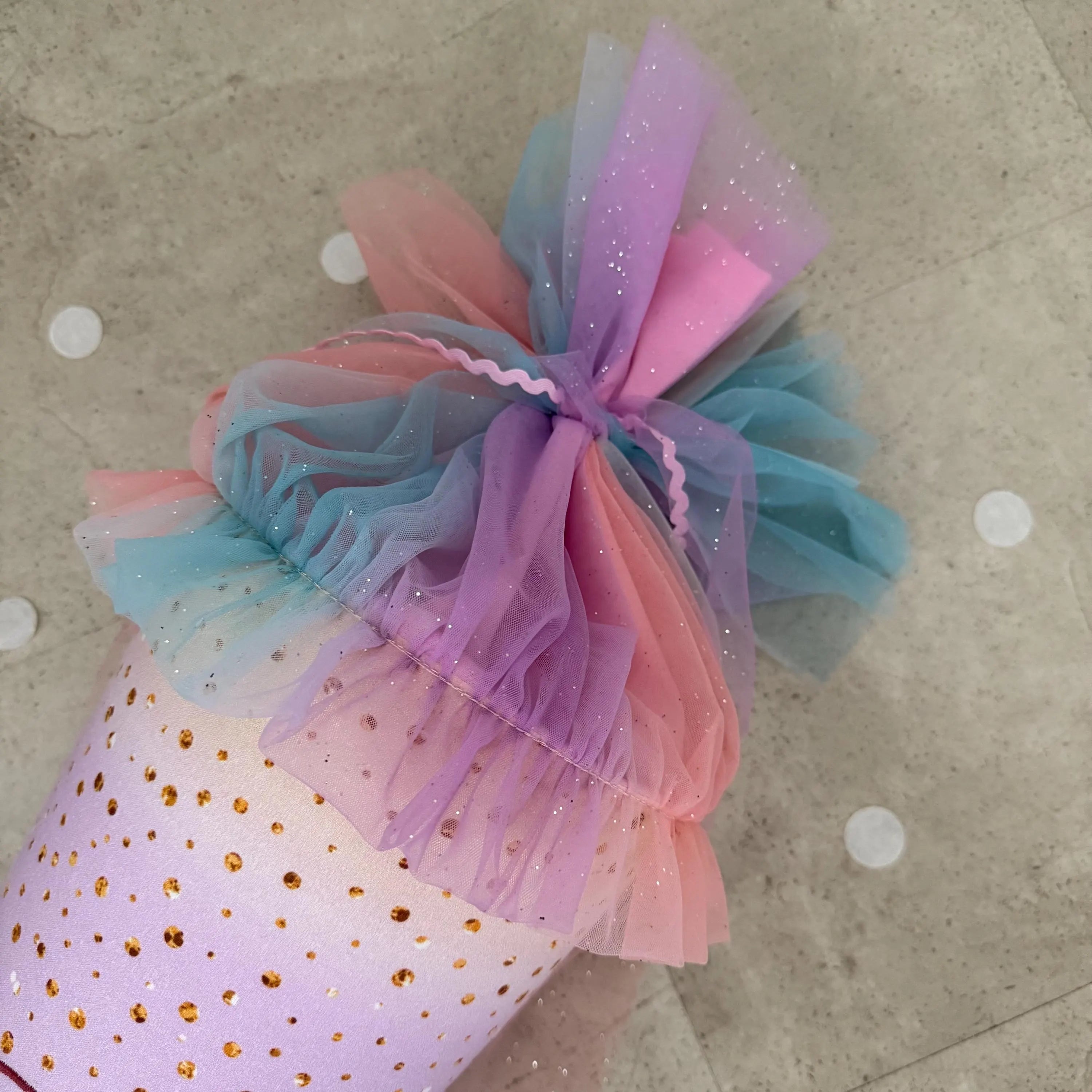 85cm Schultüte Stoff Zuckertüte Einschulung Handmade - Flamingo mit Tüll