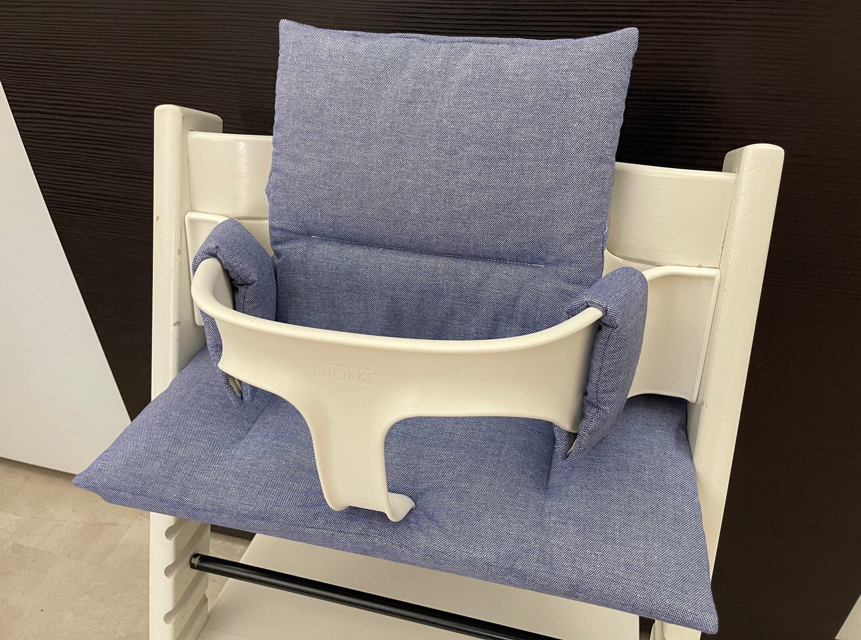 Handgemachtes Sitzkissen Set für den Stokke Tripp Trapp Hochstuhl in Jeanslook blue, Baumwoll Material