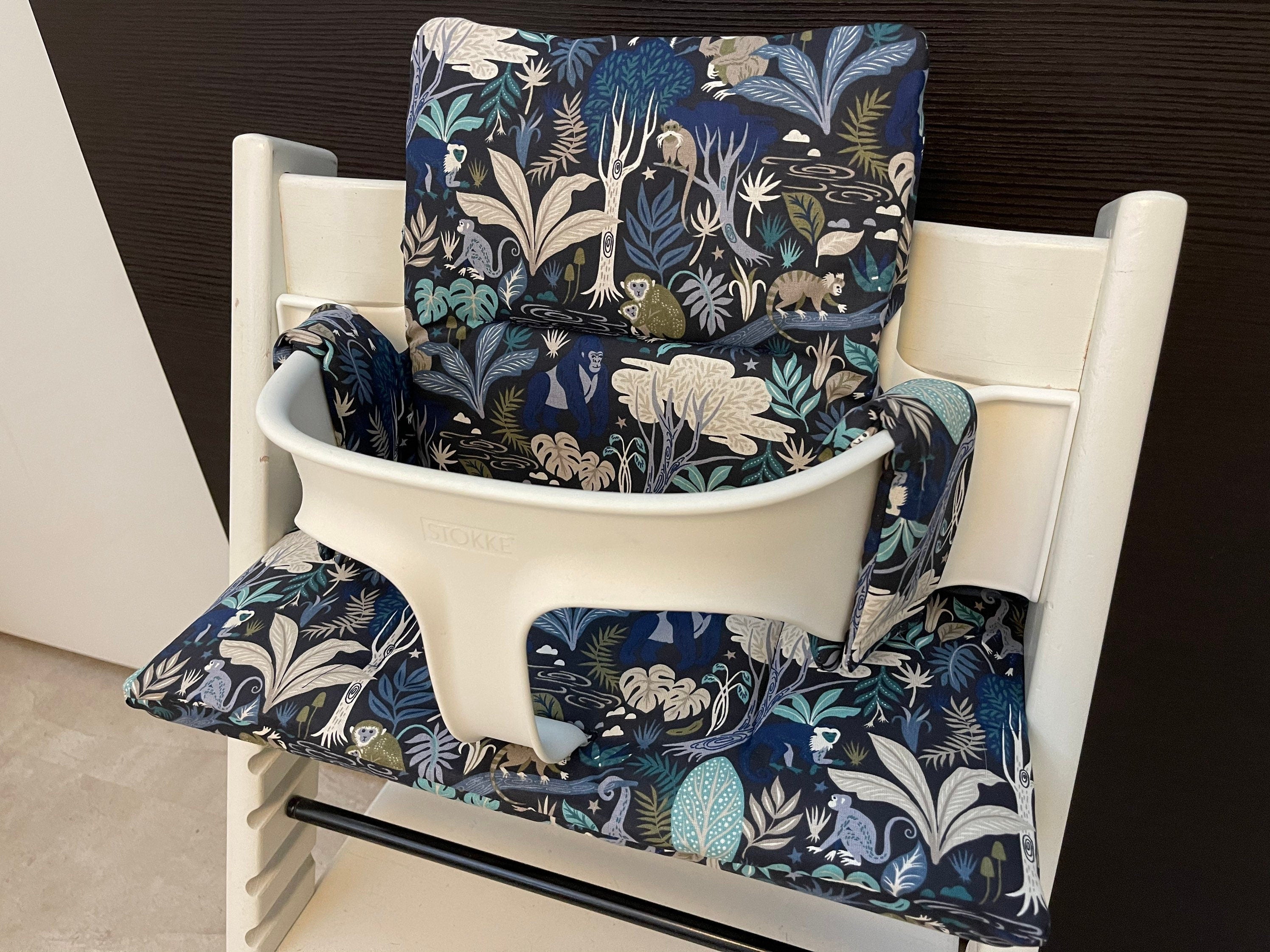 Handgemachtes Sitzkissen Set für den Stokke Tripp Trapp Hochstuhl in tropical blue, Baumwoll Material