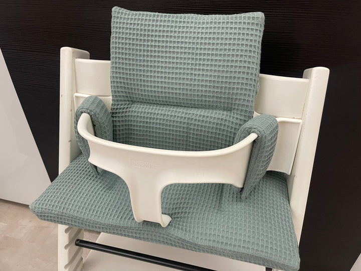 Handgemachtes Sitzkissen Set für den Stokke Tripp Trapp Hochstuhl in Salbei, Waffelpique - Schneiderei Menzel